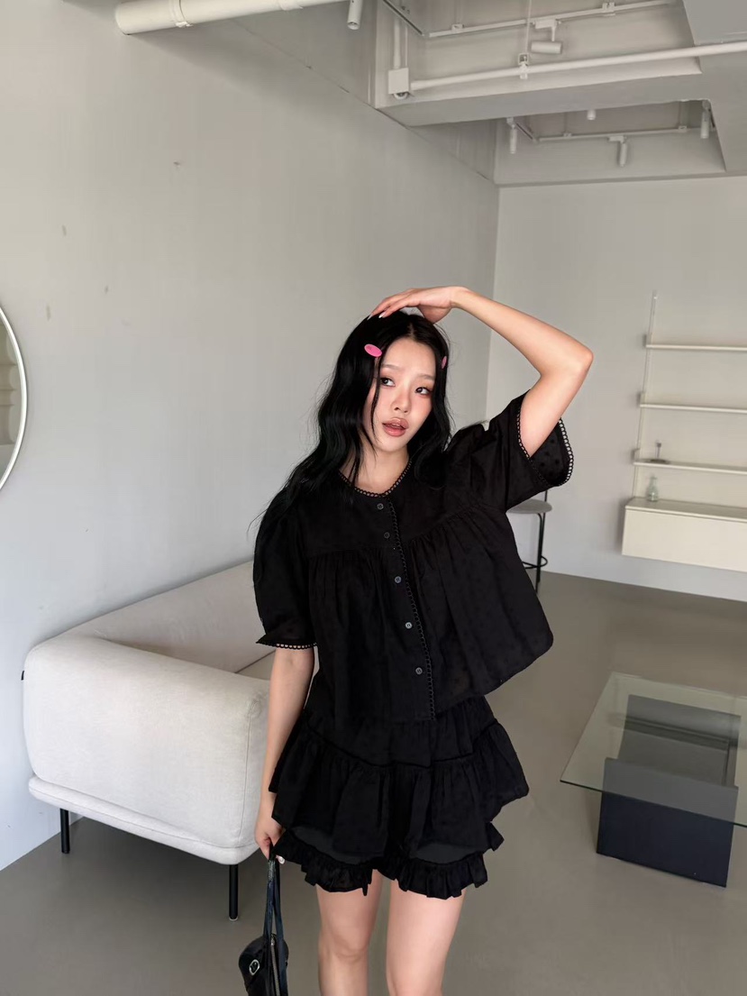 YES韓國代購女士新品熱賣推薦26春夏26夏季休閑襯衫蕾絲衫YES襯衫/蕾絲衫