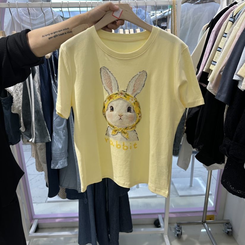 JH.STUDIO-Q韓國直郵實拍女裝新品人氣26夏季26春夏T恤兔子JH.STUDIO-QT恤圖色1