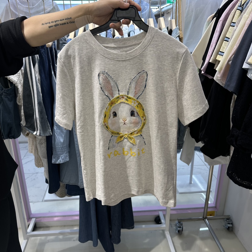 JH.STUDIO-Q韓國直郵實拍女裝新品人氣26夏季26春夏T恤兔子JH.STUDIO-QT恤圖色2