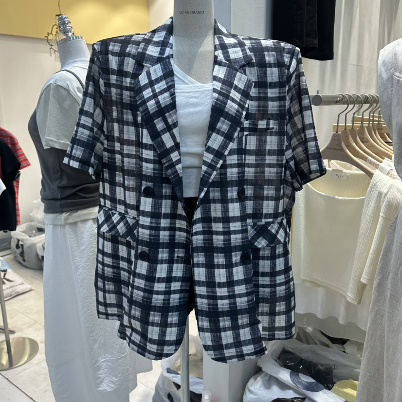 GILT韓國直郵實拍女士新品時尚26春夏職業休閑推薦夾克格子GILT夾克圖色2