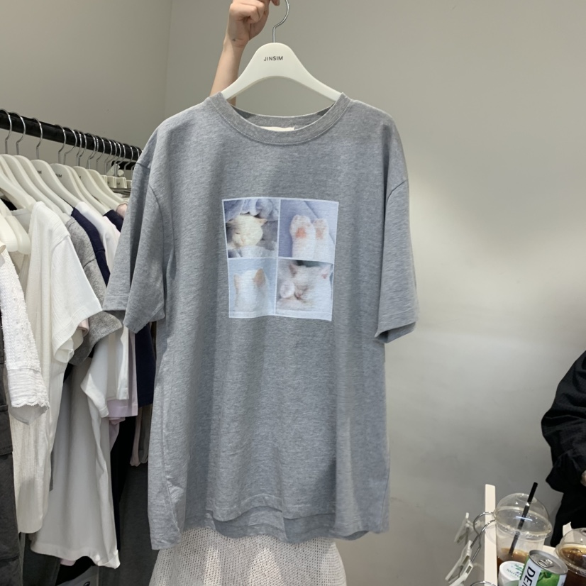 JINSIM韓國直郵實拍女士新款26夏季休閑職業時尚熱賣推薦T恤JINSIMT恤圖色2
