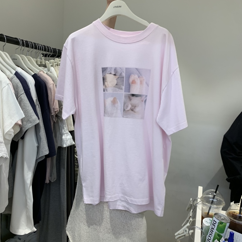 JINSIM韓國直郵實拍女士新款26夏季休閑職業時尚熱賣推薦T恤JINSIMT恤圖色3
