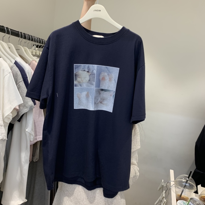 JINSIM韓國直郵實拍女士新款26夏季休閑職業時尚熱賣推薦T恤JINSIMT恤圖色4