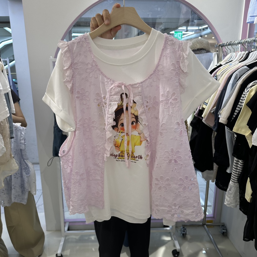 JH.STUDIO-Q韓國東大門直郵女士新品26夏季吊帶背心不含內搭蕾絲花JH.STUDIO-Q吊帶/背心圖色2