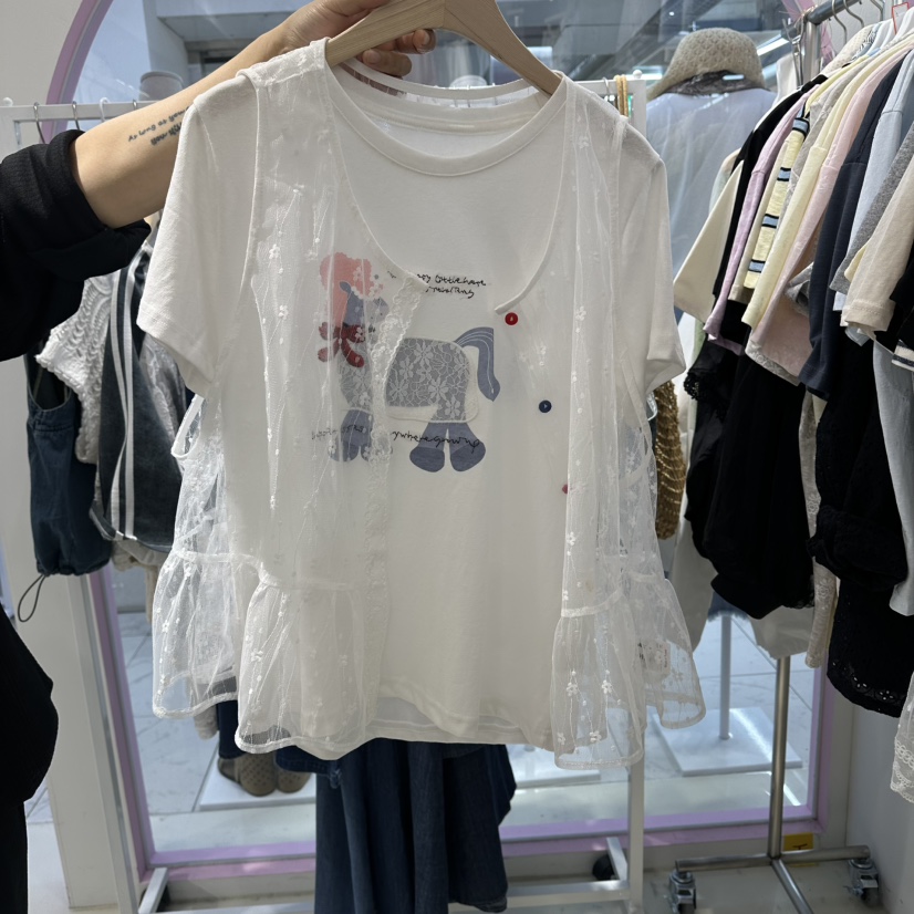 JH.STUDIO-Q韓國直郵女裝新款人氣吊帶背心不含內搭紐扣背心網眼JH.STUDIO-Q吊帶/背心圖色4