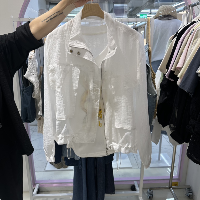 JH.STUDIO-Q韓國代購女裝新品休閑襯衫蕾絲衫防風衣網眼短款JH.STUDIO-Q襯衫/蕾絲衫圖色1