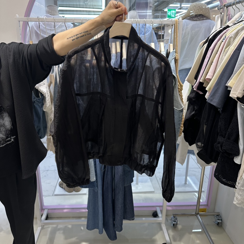 JH.STUDIO-Q韓國代購女裝新品休閑襯衫蕾絲衫防風衣網眼短款JH.STUDIO-Q襯衫/蕾絲衫圖色3