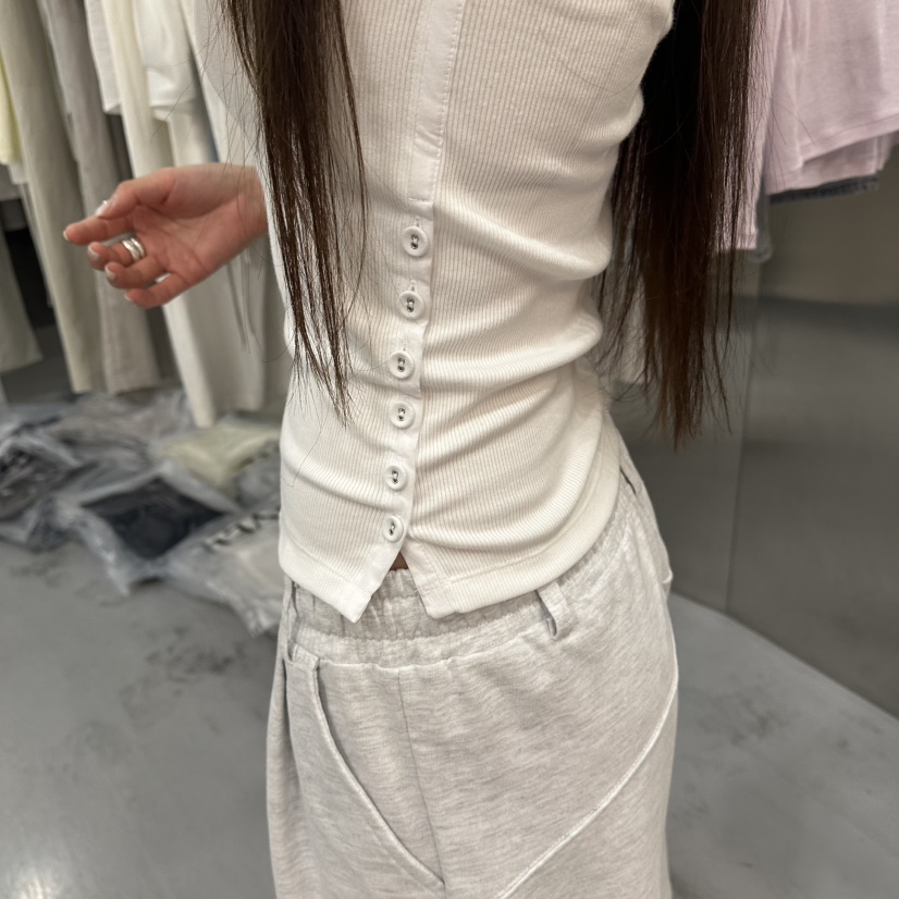 PAVEL韓國直郵女裝新品職業休閑推薦26夏季人氣吊帶背心紐扣PAVEL吊帶/背心