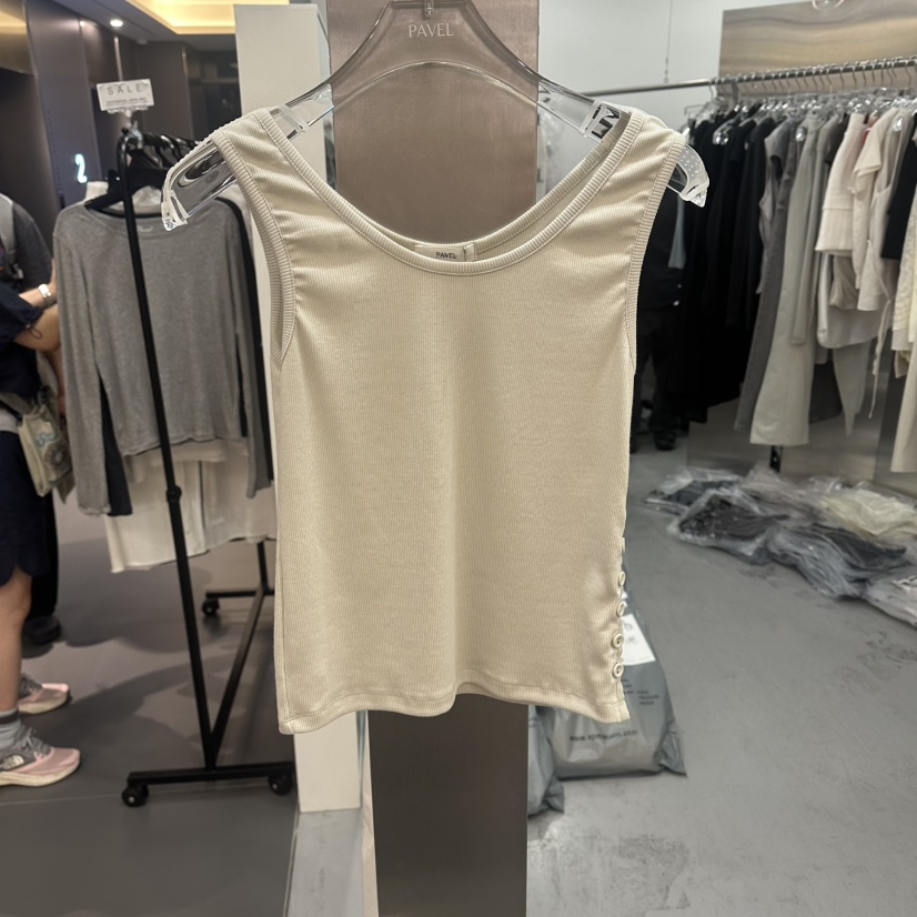PAVEL韓國直郵女裝新品職業休閑推薦26夏季人氣吊帶背心紐扣PAVEL吊帶/背心圖色1