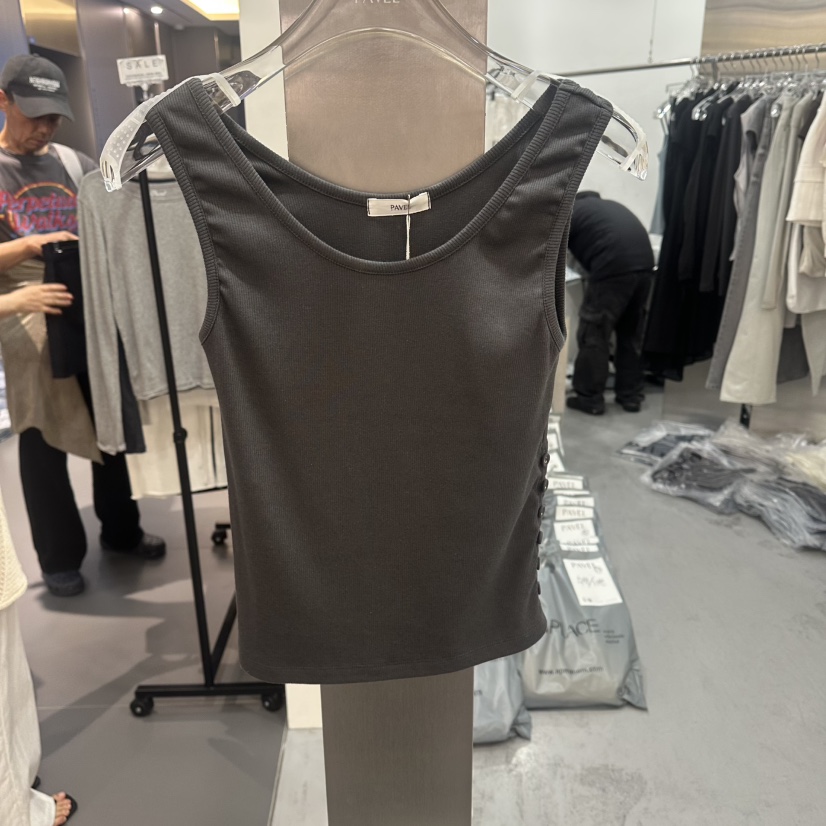 PAVEL韓國直郵女裝新品職業休閑推薦26夏季人氣吊帶背心紐扣PAVEL吊帶/背心圖色2