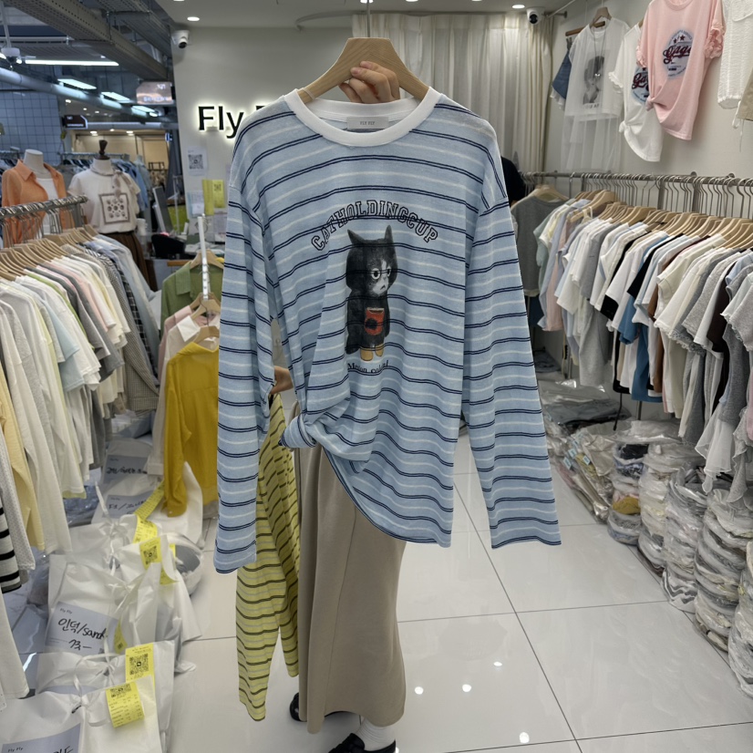 FLYFLY/LULULALLA/LIVE韓國東大門代購女士新款26夏季長袖T恤FLYFLY/LULULALLA/LIVE長袖T恤圖色1