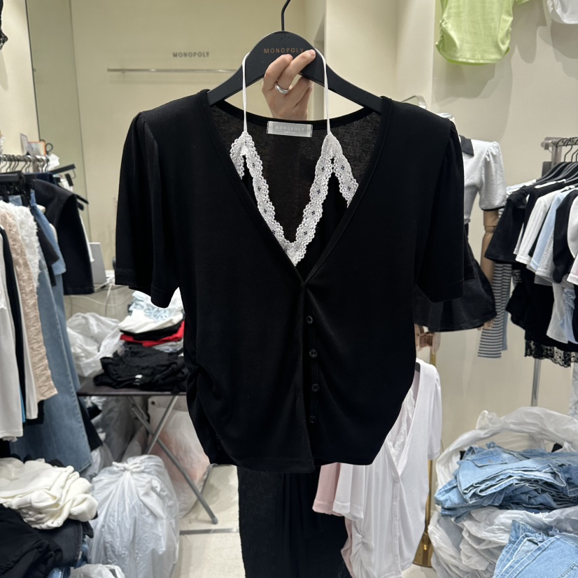 MONOPOLY韓國東大門直郵女士新款26春夏熱賣職業T恤假兩件MONO_POLYT恤圖色2