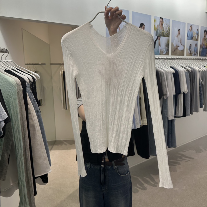 MARAN-P韓國直郵實拍女裝新品人氣推薦26夏季針織衫V領羅紋MARAN針織衫圖色1