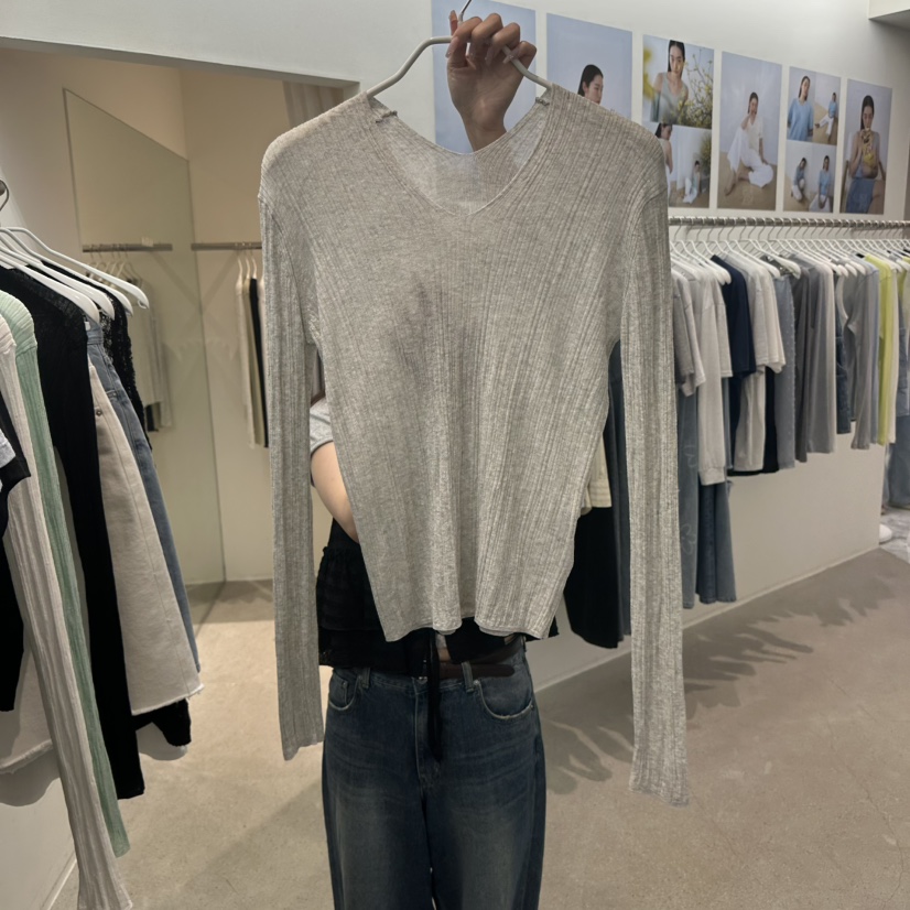 MARAN-P韓國直郵實拍女裝新品人氣推薦26夏季針織衫V領羅紋MARAN針織衫圖色3