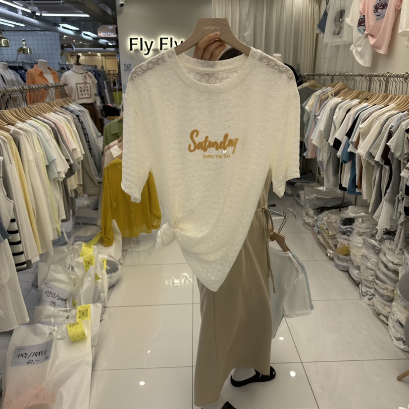 FLYFLY/LULULALLA/LIVE韓國直郵女士新款熱賣時尚T恤蕾絲FLYFLY/LULULALLA/LIVET恤圖色1