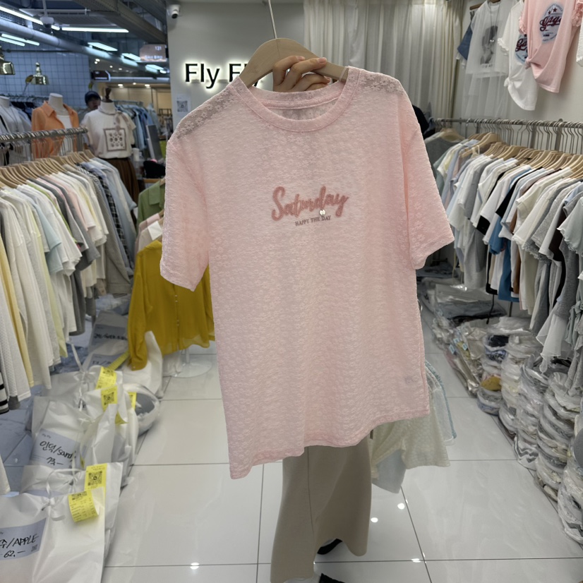 FLYFLY/LULULALLA/LIVE韓國直郵女士新款熱賣時尚T恤蕾絲FLYFLY/LULULALLA/LIVET恤圖色2