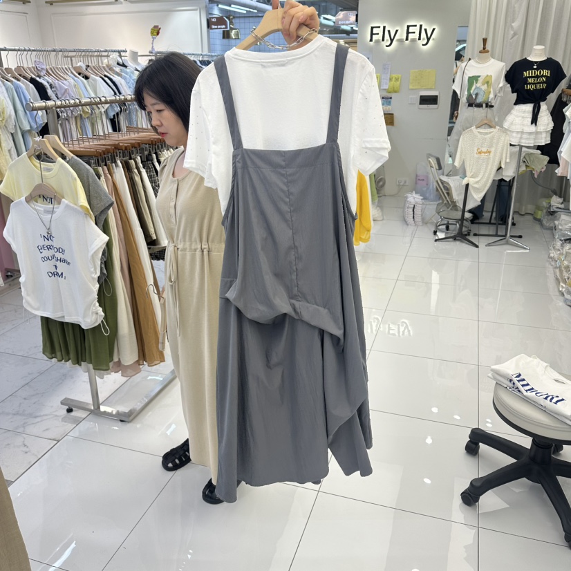 FLYFLY/LULULALLA/LIVE韓國直郵女士新款26夏季連衣裙不含內搭帆布FLYFLY/LULULALLA/LIVE連衣裙