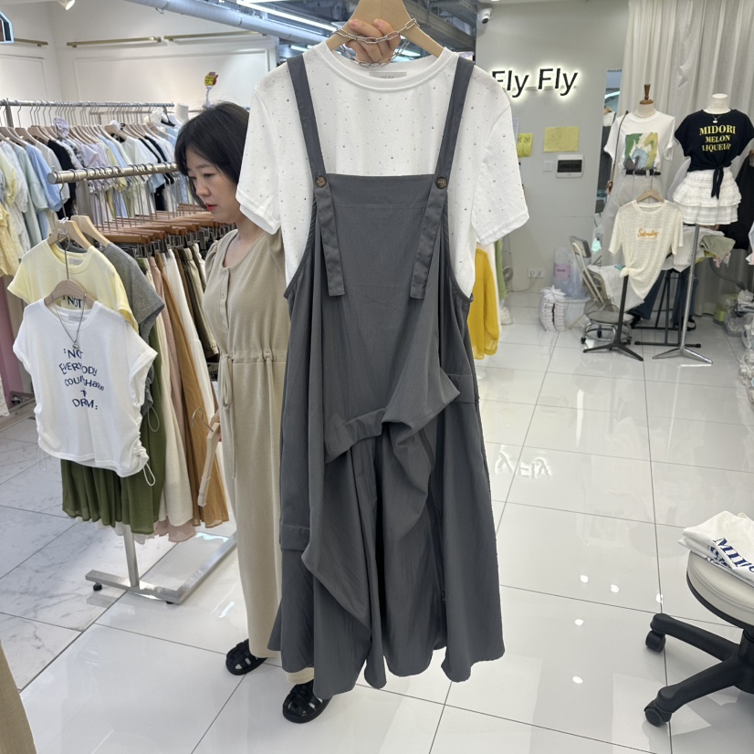 FLYFLY/LULULALLA/LIVE韓國直郵女士新款26夏季連衣裙不含內搭帆布FLYFLY/LULULALLA/LIVE連衣裙圖色1