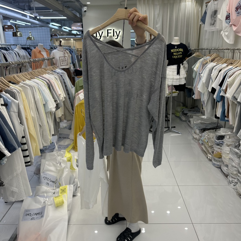 FLYFLY/LULULALLA/LIVE韓國直郵女士新品時尚長袖T恤超長FLYFLY/LULULALLA/LIVE長袖T恤
