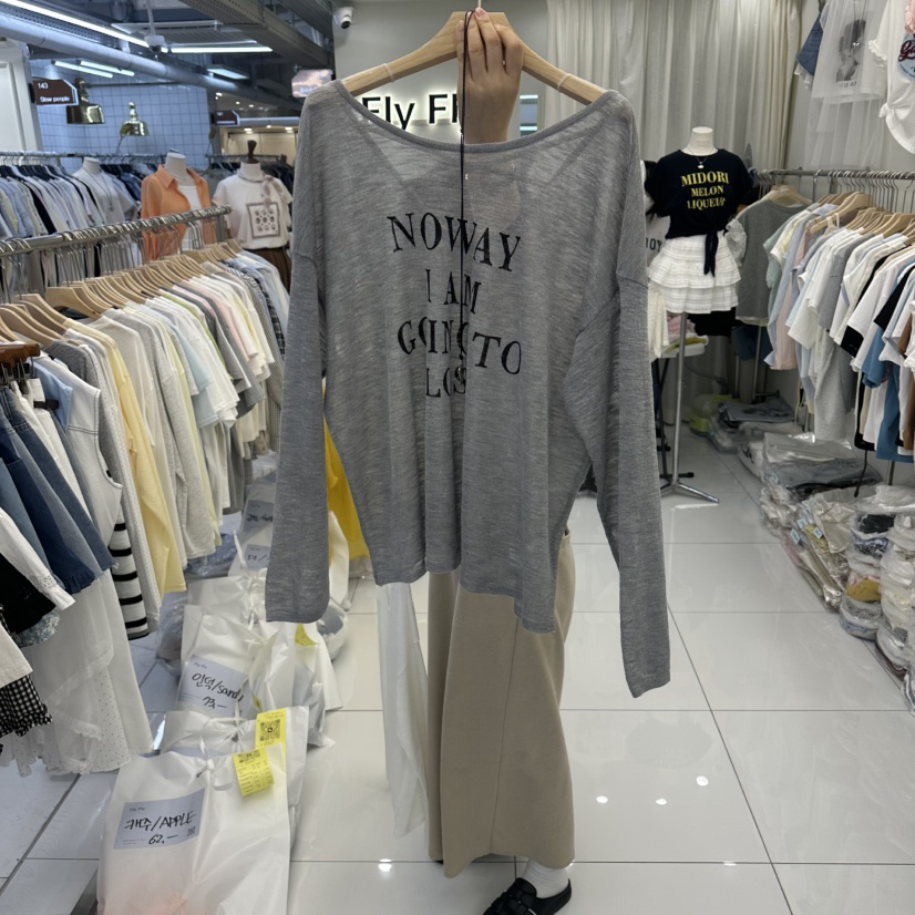 FLYFLY/LULULALLA/LIVE韓國直郵女士新品時尚長袖T恤超長FLYFLY/LULULALLA/LIVE長袖T恤圖色2