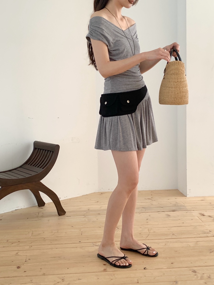 RE:OPENING韓國東大門代購女士新品26夏季時尚26春夏短裙褶皺RE:OPENING短裙