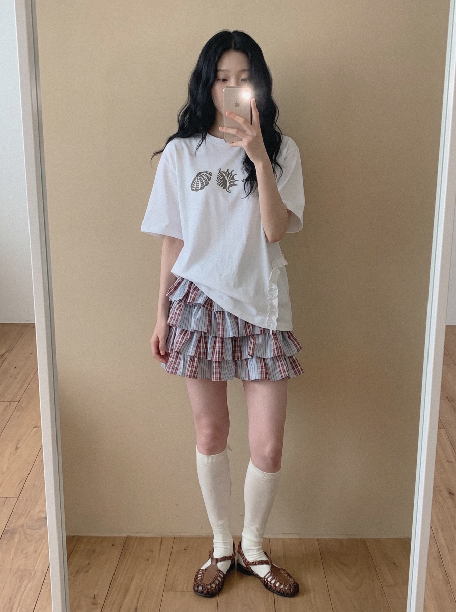 BEFORE SUNRISE韓國直郵女裝新款熱賣休閑26春夏短裙格子BEFORE SUNRISE短裙