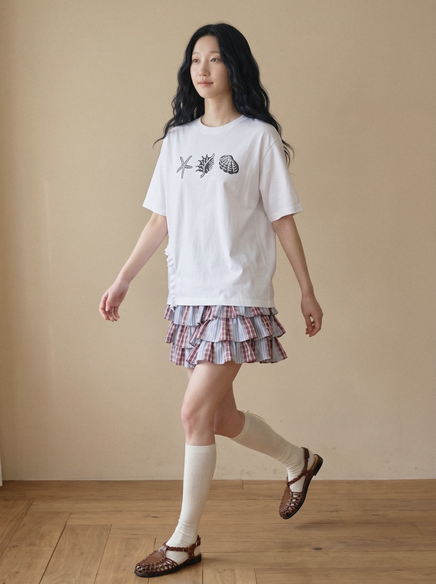 BEFORE SUNRISE韓國直郵女裝新款熱賣休閑26春夏短裙格子BEFORE SUNRISE短裙