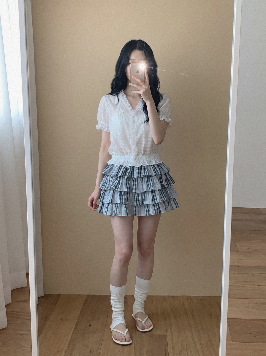 BEFORE SUNRISE韓國直郵女裝新款熱賣休閑26春夏短裙格子BEFORE SUNRISE短裙