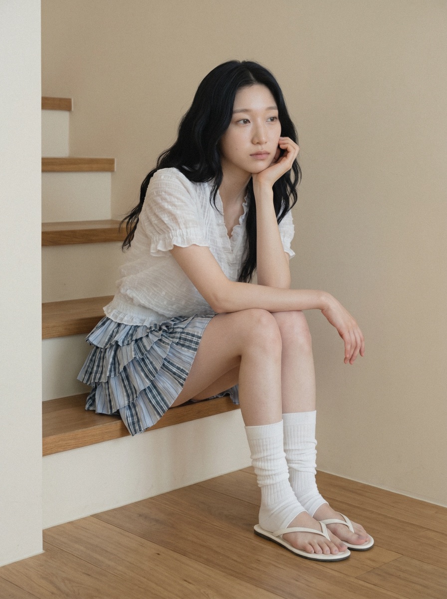 BEFORE SUNRISE韓國直郵女裝新款熱賣休閑26春夏短裙格子BEFORE SUNRISE短裙