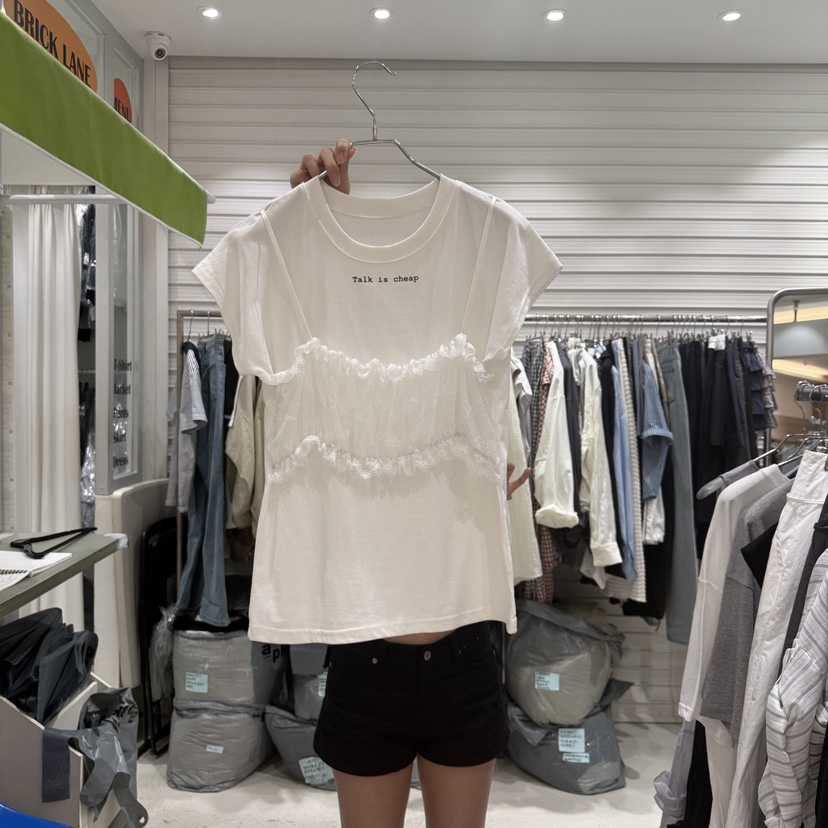 BRICKLANE韓國直郵實拍女裝新品熱賣26夏季人氣T恤假兩件BRICKLANET恤圖色1
