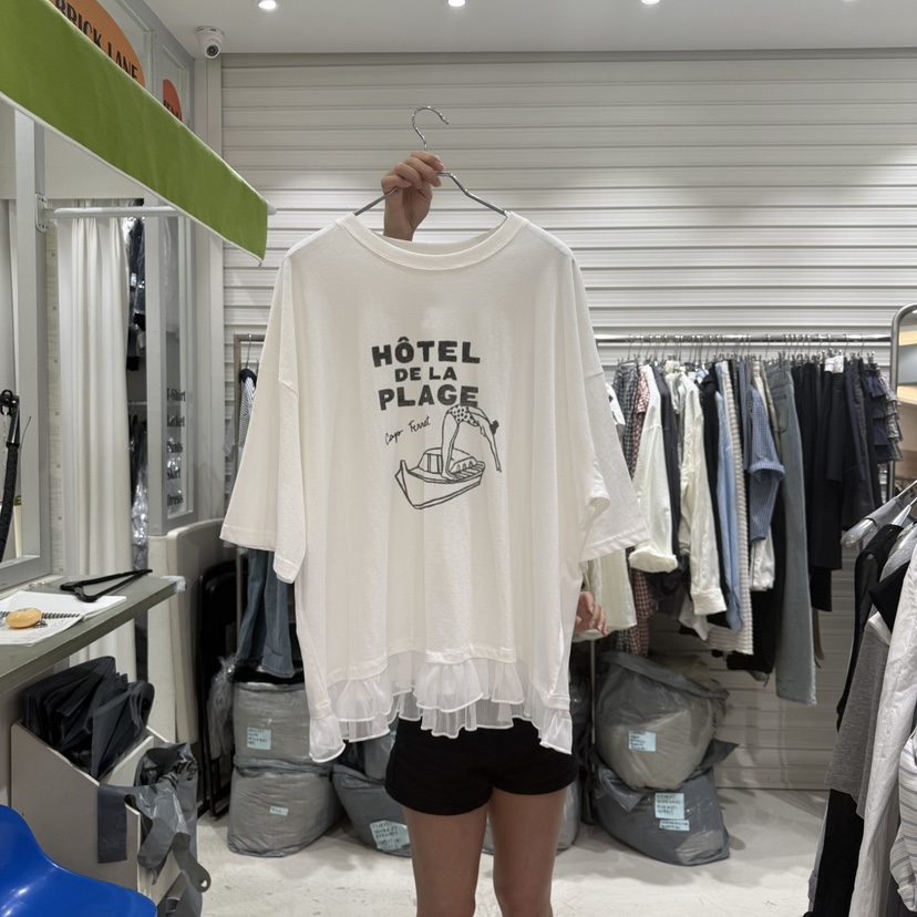 BRICKLANE韓國東大門代購女裝新款職業26春夏時尚T恤褶皺BRICKLANET恤圖色2