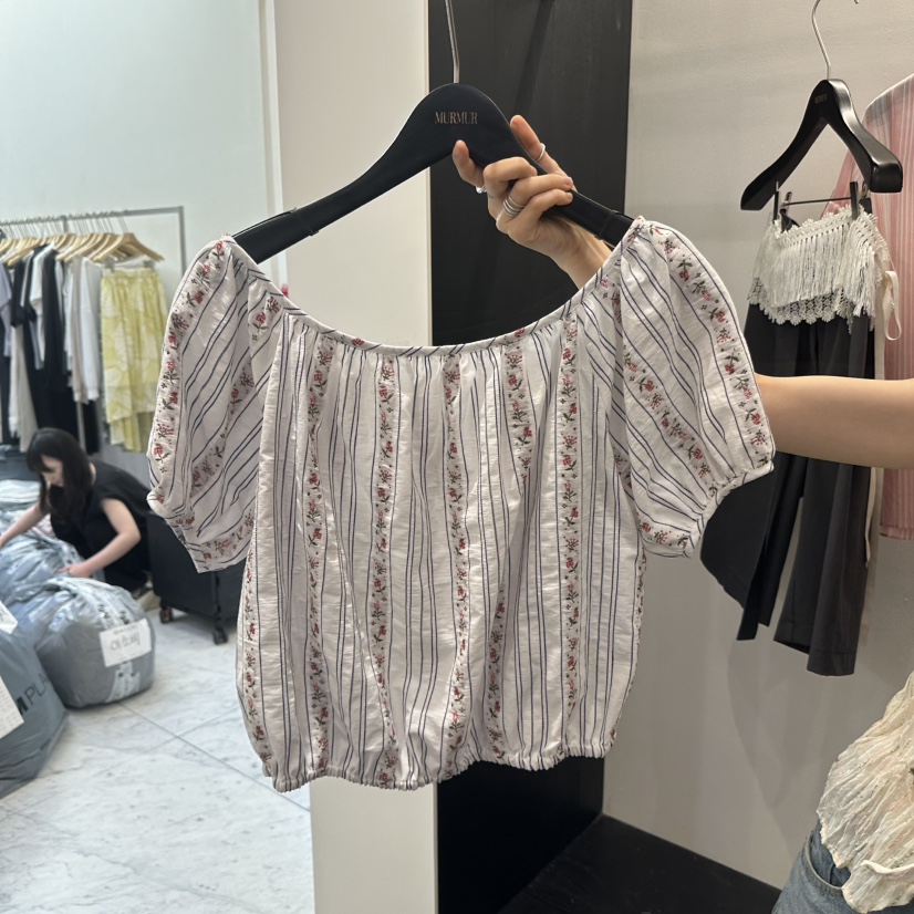 MURMUR韓國直郵女裝新品26春夏26夏季休閑人氣襯衫蕾絲衫MURMUR襯衫/蕾絲衫圖色2深藍色