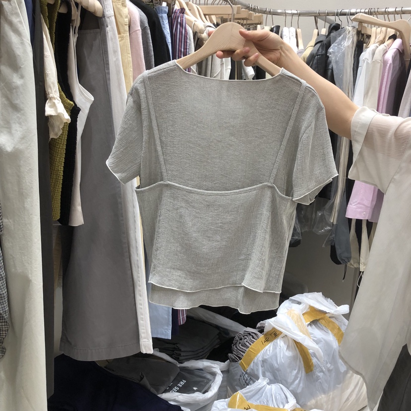 FRE韓國東大門直郵女士新品人氣推薦時尚職業T恤假兩件絲綢FRE SEOULT恤