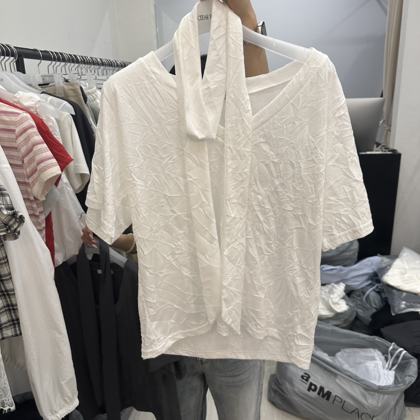 CEDARWOOD韓國代購女裝新品職業人氣26夏季26春夏T恤含圍巾CEDAR WOODT恤圖色1