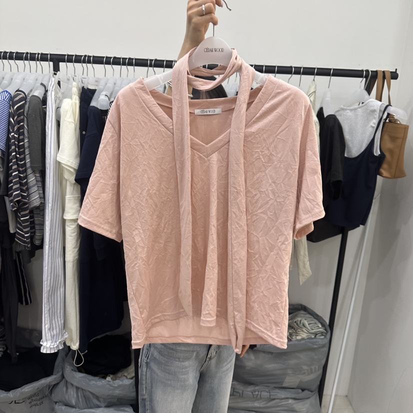 CEDARWOOD韓國代購女裝新品職業人氣26夏季26春夏T恤含圍巾CEDAR WOODT恤圖色3