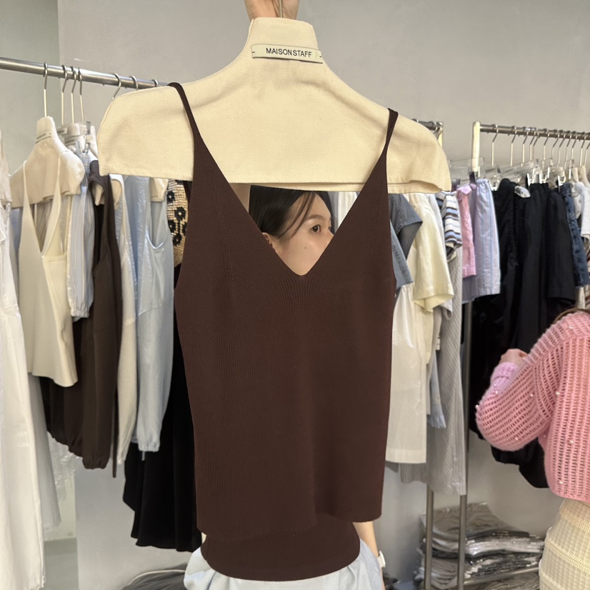 DOUBLE STANDARD/LE SMOKING/MAISONSTAFF韓國直郵女裝新品熱賣吊帶背心羅紋MAISONSTAFF吊帶/背心圖色1