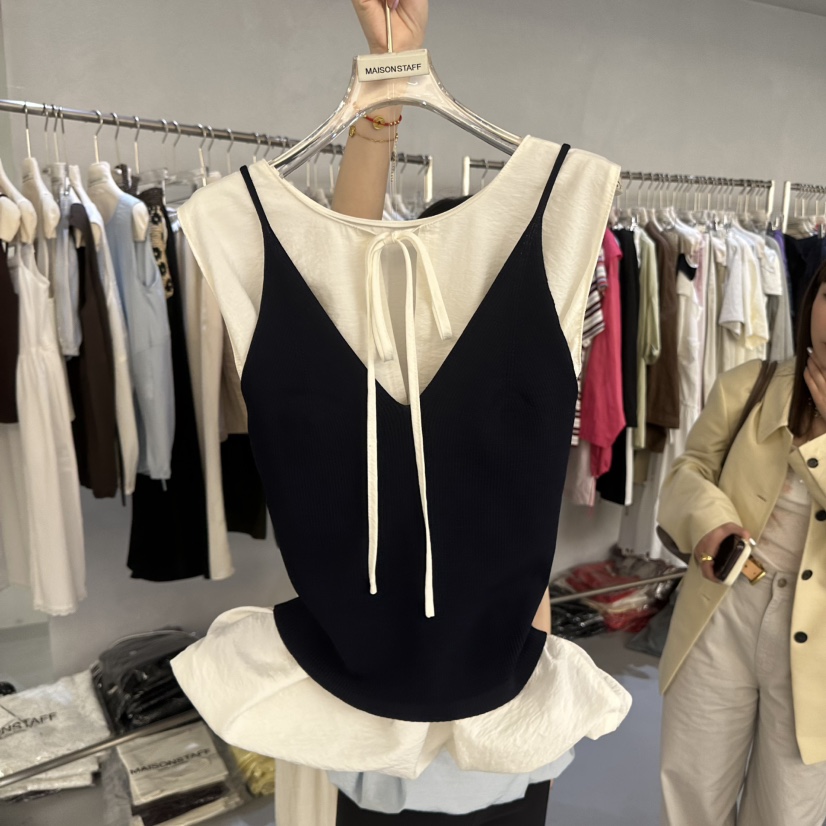 DOUBLE STANDARD/LE SMOKING/MAISONSTAFF韓國直郵女裝新品熱賣吊帶背心羅紋MAISONSTAFF吊帶/背心圖色2