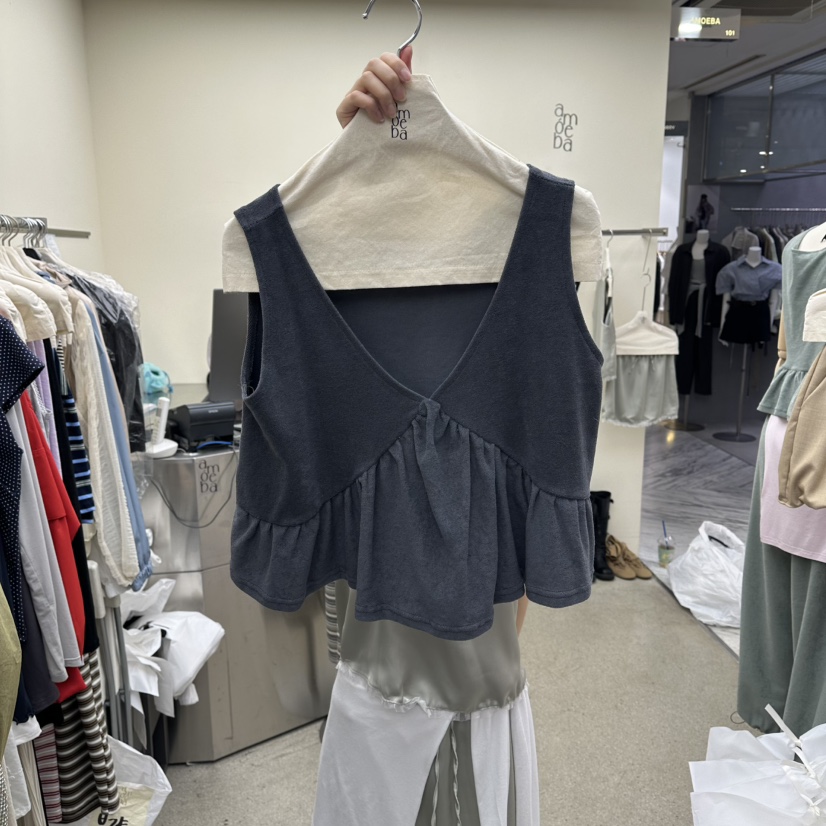 AMOEBA東大門實拍韓國女士新款26春夏休閑吊帶背心不含項鏈AMOEBA吊帶/背心圖色2