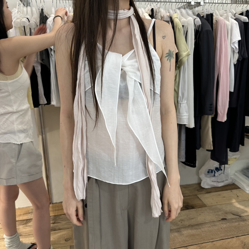CREAM VILLA韓國東大門代購女裝新款職業吊帶背心不含圍巾絲帶CREAMVILLA吊帶/背心圖色1