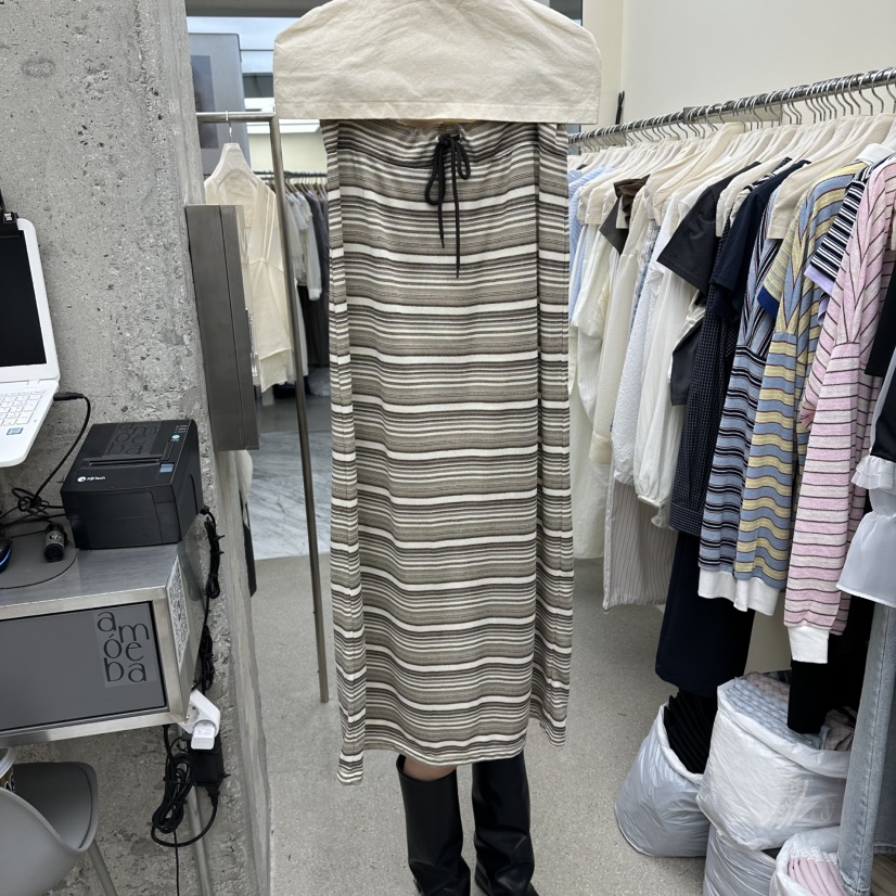 AMOEBA韓國代購女士新款人氣時尚休閑26夏季推薦長裙條紋AMOEBA長裙圖色2