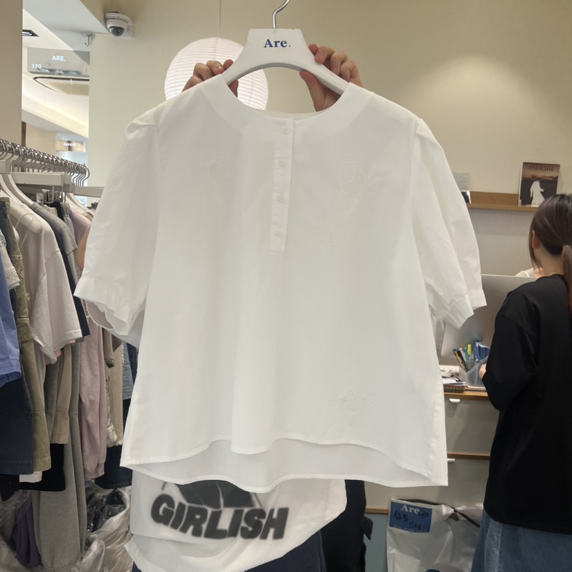 ARE韓國直郵實拍女裝新品人氣26夏季熱賣推薦襯衫蕾絲衫刺繡ARE YOU/ARE襯衫/蕾絲衫圖色1