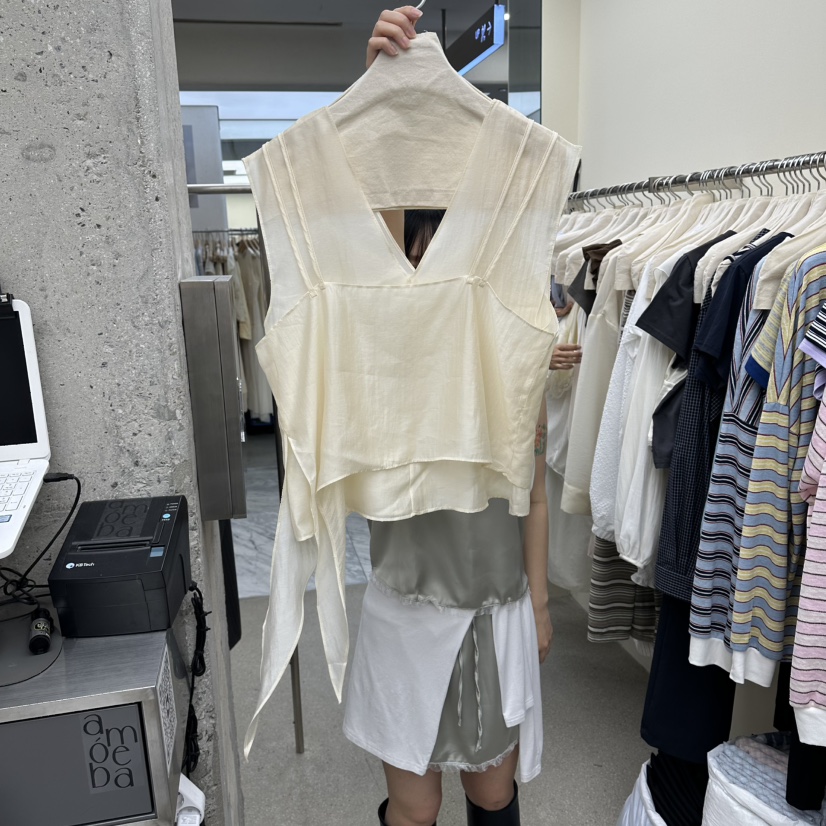 AMOEBA韓國直郵女士新品26春夏職業熱賣襯衫蕾絲衫不含項鏈AMOEBA襯衫/蕾絲衫