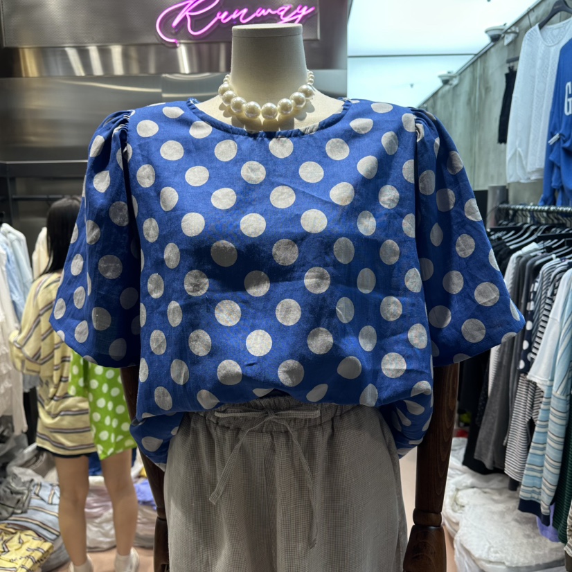 RUNWAY-런웨이韓國東大門直郵女士新品26春夏襯衫蕾絲衫亞麻圓點RUNWAY襯衫/蕾絲衫