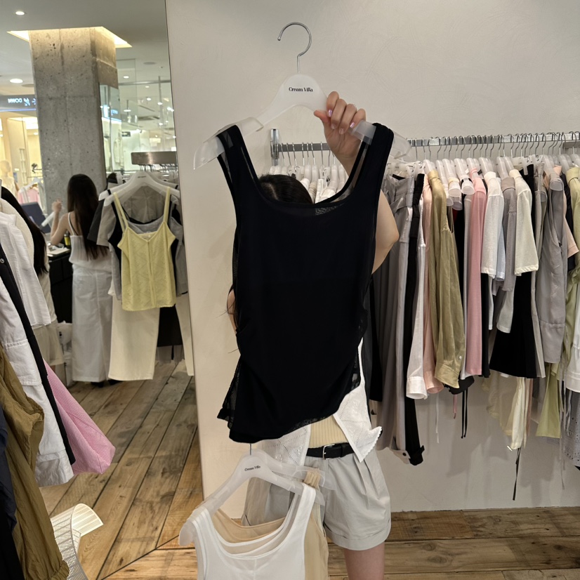 CREAM VILLA韓國東大門代購女裝新品休閑吊帶背心網眼雙層CREAMVILLA吊帶/背心圖色3