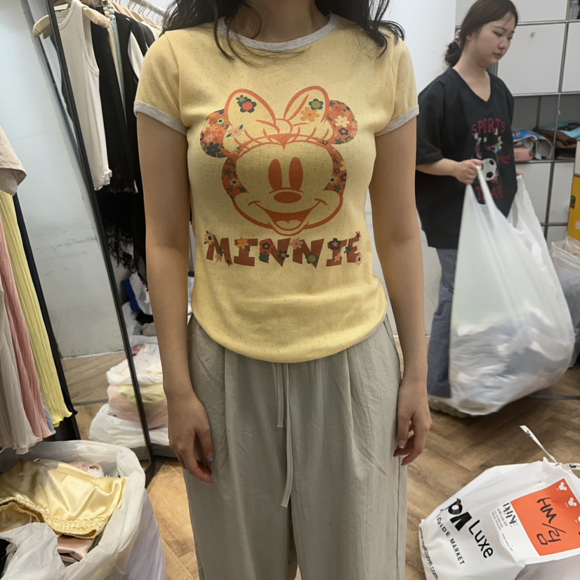 DE LINE韓國直郵女士新款人氣26春夏職業時尚熱賣26夏季T恤DE LINET恤圖色2