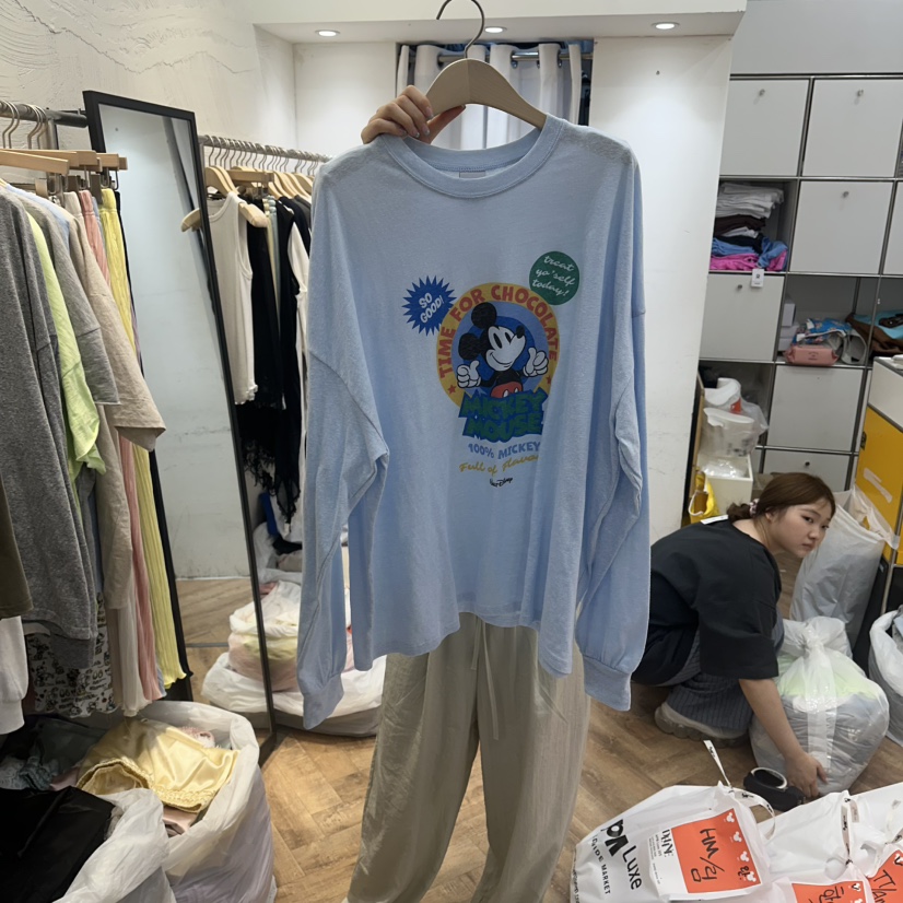 DE LINE韓國東大門代購女士新品休閑人氣職業推薦長袖T恤DE LINE長袖T恤圖色2