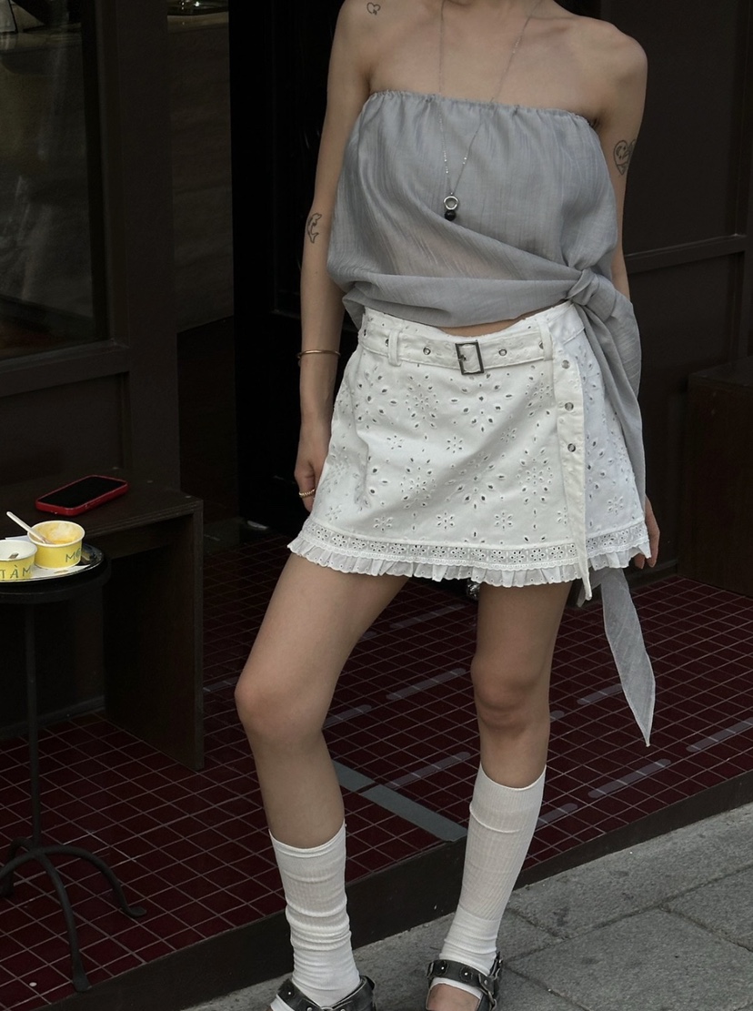 ZEROZERO韓國東大門直郵女士新款職業休閑26春夏短裙含腰帶ZEROZERO短裙