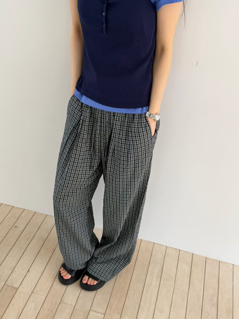 ARKIE/TAF韓國代購女士新款時尚人氣休閑26春夏休閑褲格子ARKIE/TAF休閑褲