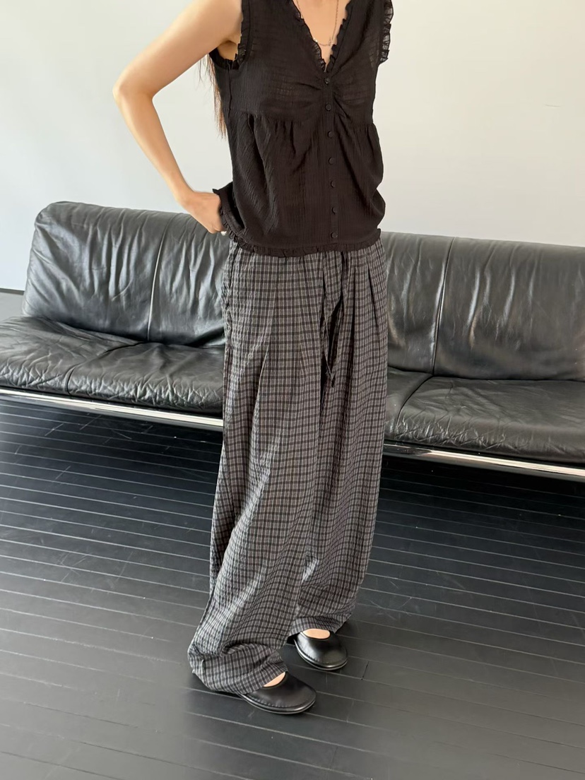 ARKIE/TAF韓國代購女士新款時尚人氣休閑26春夏休閑褲格子ARKIE/TAF休閑褲