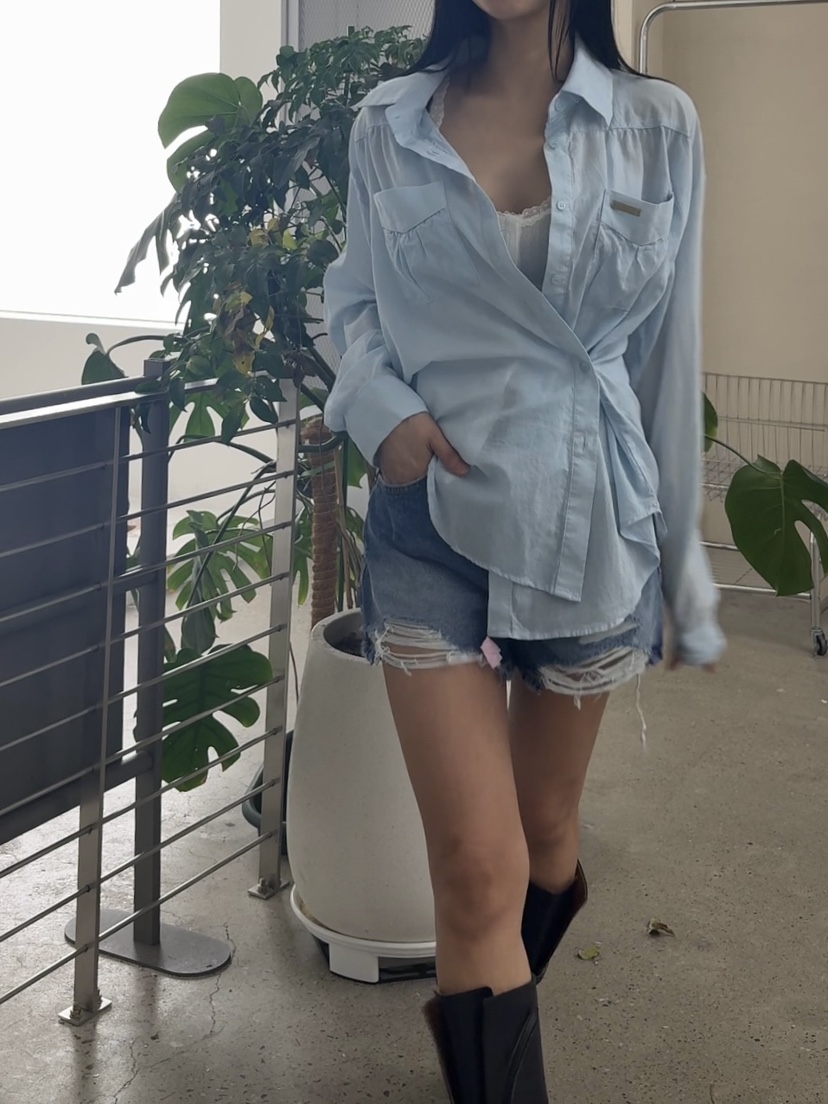 AB韓國代購女裝新品26春夏人氣熱賣26夏季休閑襯衫蕾絲衫AB襯衫/蕾絲衫